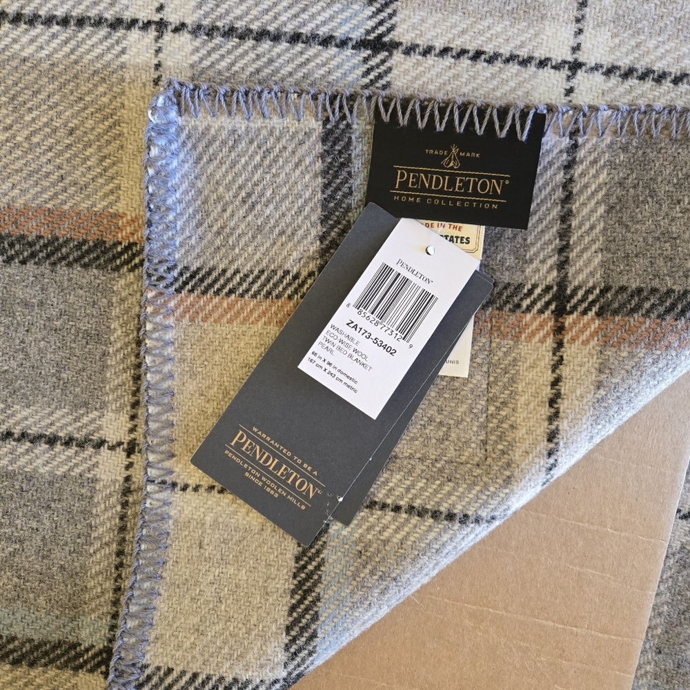Pendleton Eco-Wise Pearl Plaid Washable 100% Wool Blanket, Twin 66" x 96" USA - Picture 14 of 16